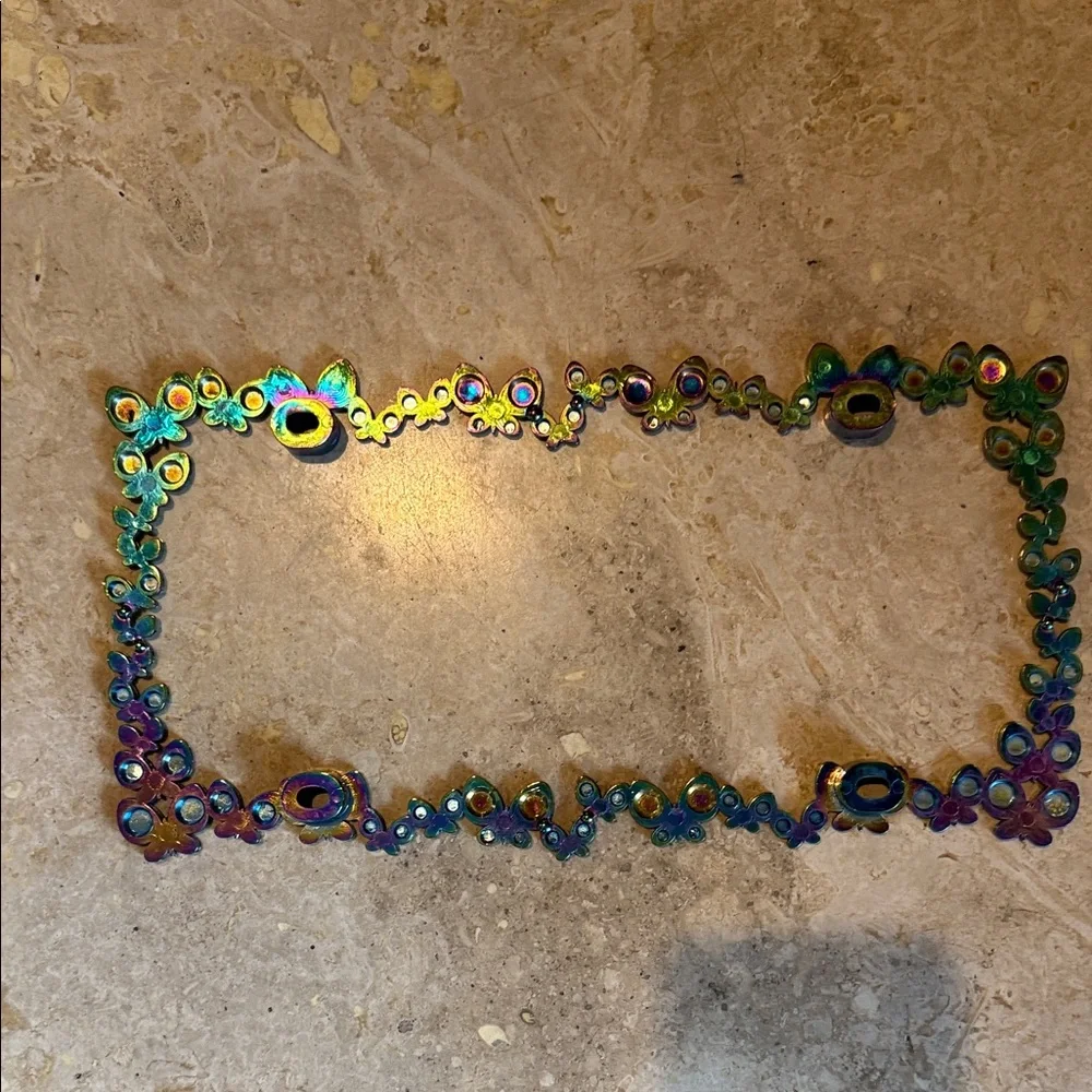 Custom Colorful Butterfly license plate Decorative Frame irredesent color